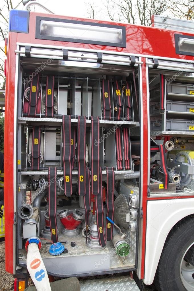 Fire-fighter truck equipment, close-up