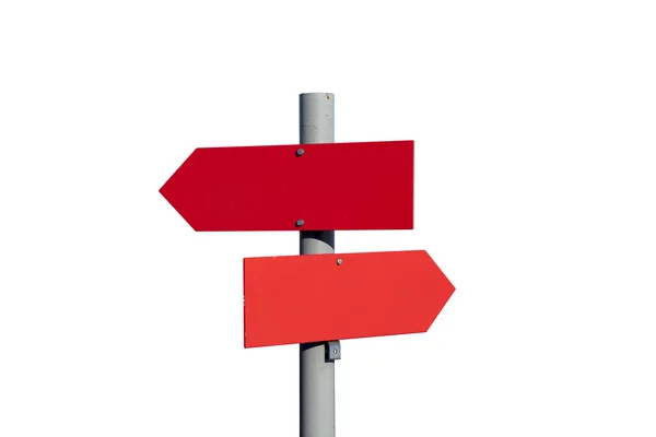 Red guidepost isolated with clipping path — Stock Photo, Image