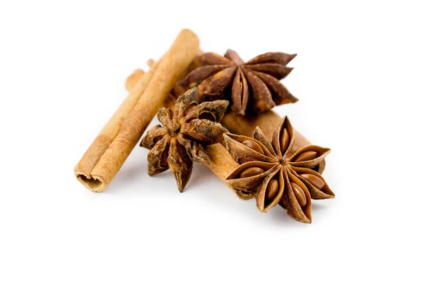 Star anise with cinnamon sticks — Stock Photo, Image