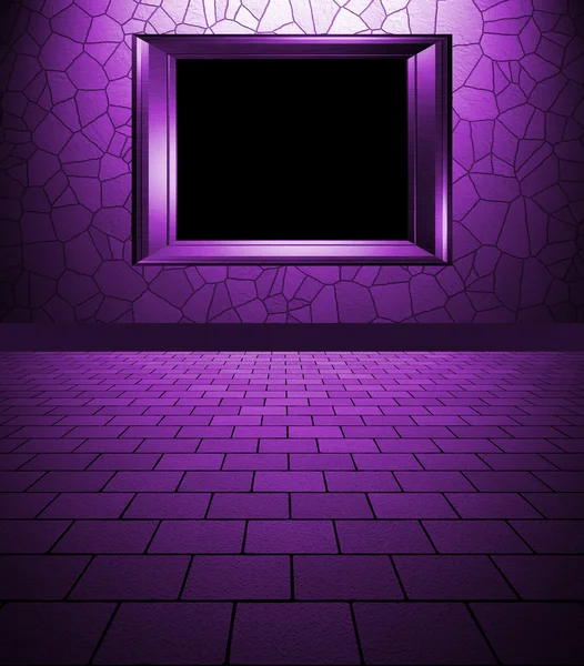 Пустой интерьер с фиолетовой рамкой — стоковое фото
