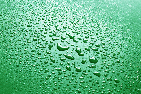 Water drops on green