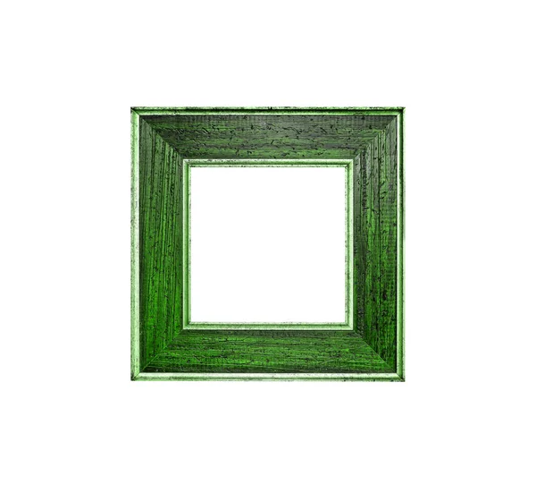 Quadro de madeira verde isolado no branco — Fotografia de Stock