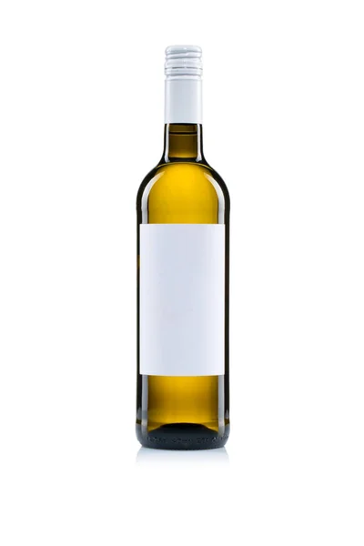 Biały Butelek Wina Białym Tle — Zdjęcie stockowe