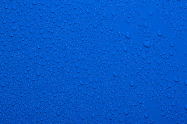 Gotas Água Superfície Cor Azul — Fotografia de Stock