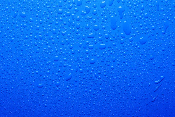 Gotas Água Superfície Cor Azul — Fotografia de Stock