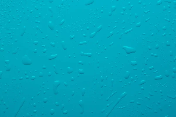 Gotas Água Superfície Cor Azul — Fotografia de Stock