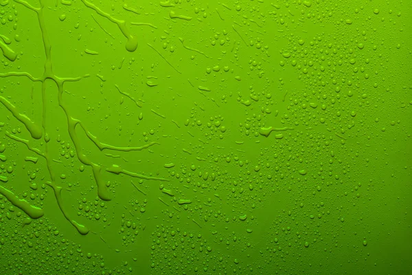 Капли Воды Зеленую Поверхность — стоковое фото