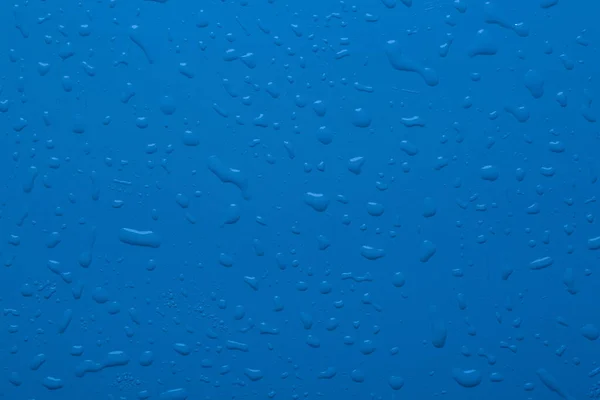 Gocce Acqua Sulla Superficie Colore Blu — Foto Stock