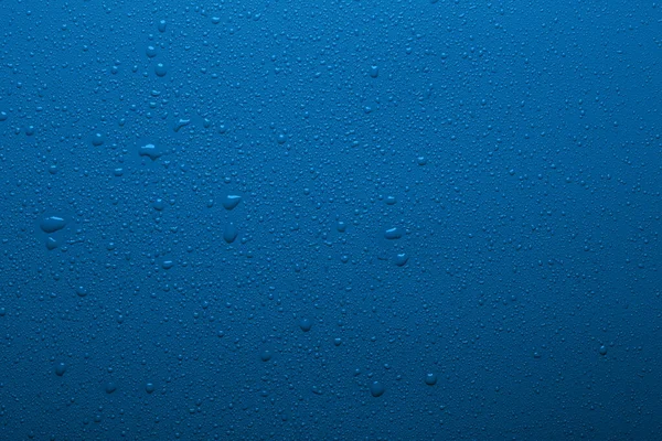 Gotas Água Superfície Cor Azul — Fotografia de Stock