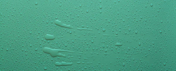 Gotas Água Superfície Cor Verde — Fotografia de Stock