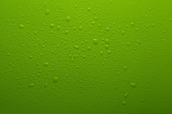 Water Drops Green Color Surface — Stock Photo, Image