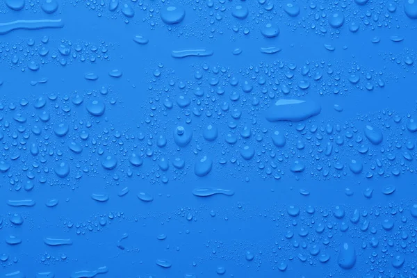 Gotas Agua Superficie Color Azul — Foto de Stock