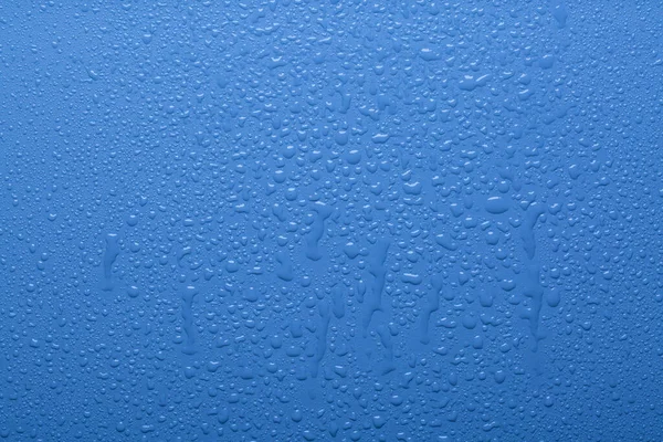 Gotas Agua Superficie Color Azul — Foto de Stock