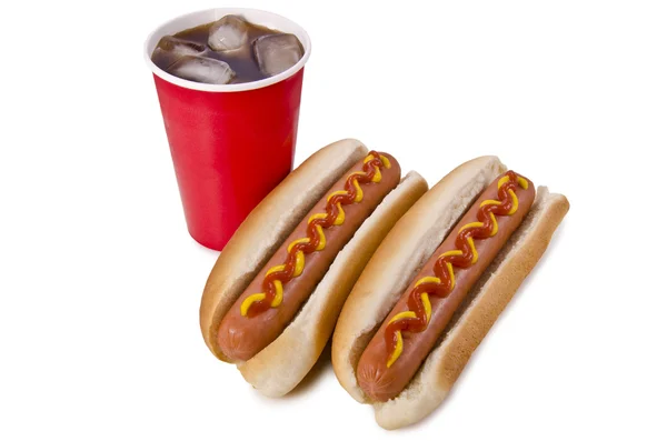 Hotdogs en cola — Stockfoto