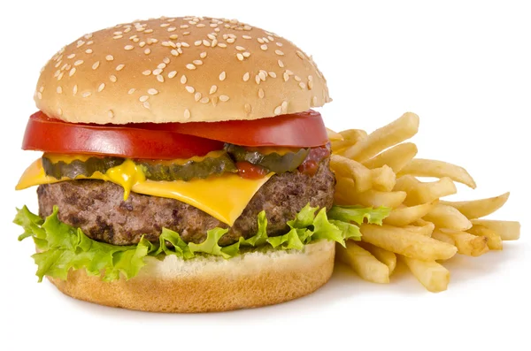 Burger és sült krumpli Stock Fotó