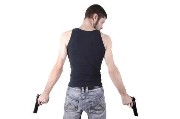 Man with guns — Stock Photo, Image