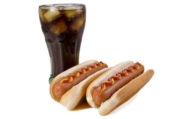 Hot-dogi i cola — Zdjęcie stockowe