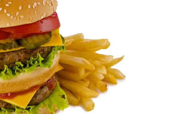 Hamburger e patate fritte — Foto Stock