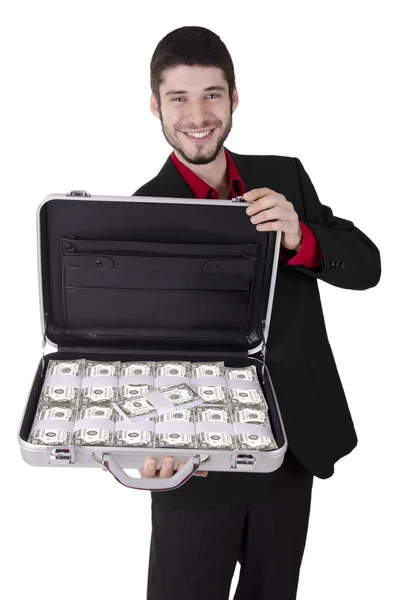 Biznesmen pełna kasy — Zdjęcie stockowe