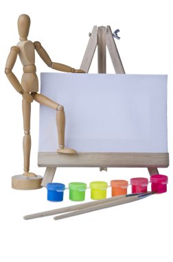 tuval, fırçalar ve şövale