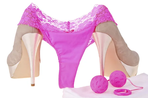 High heels, panties and sex toy. — Stock Photo, Image