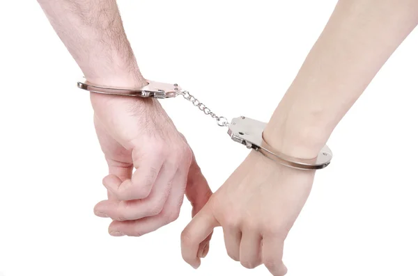 Мужчина и женщина в наручниках . — стоковое фото
