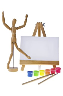 tuval, fırçalar ve şövale