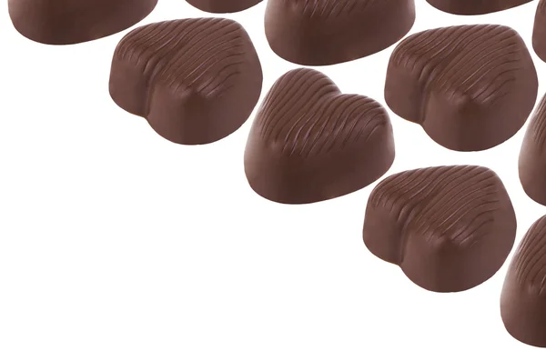 हृदय-आकार गडद चॉकलेट कँडीज — स्टॉक फोटो, इमेज