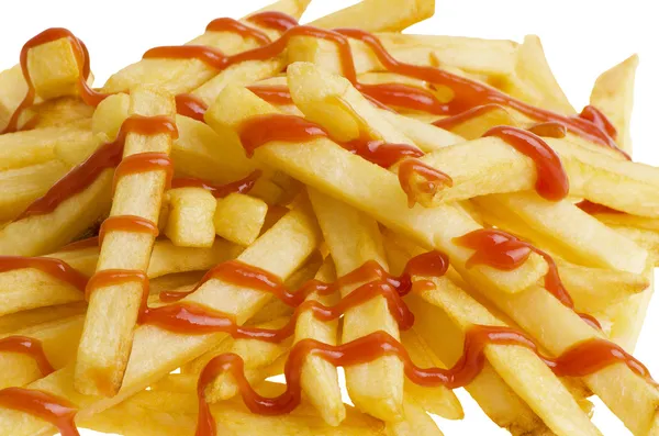 Pommes und Ketchup — Stockfoto