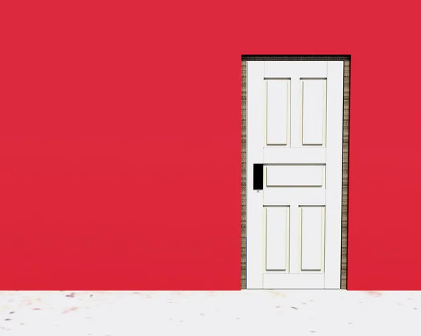 Vintage door in a red wall — Stock Photo, Image
