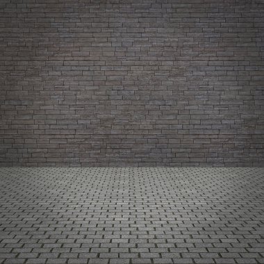 Grunge beton duvar ve eski kaldırım.