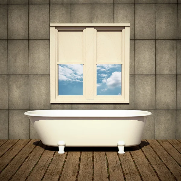 Baignoire minimaliste dans une salle de bain rétro — Photo