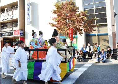 Kyoto - 22 Ekim: Jidai Matsuri üstünde bir katılımcı
