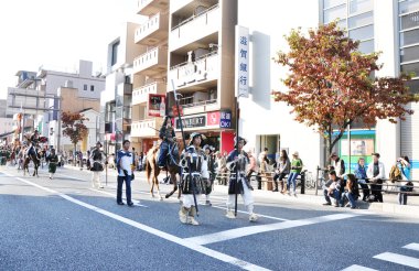 Kyoto - 22 Ekim: Jidai Matsuri üstünde bir katılımcı