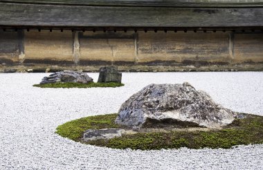 rock Garden ryoan-ji Tapınağı'Kyoto, Japonya.