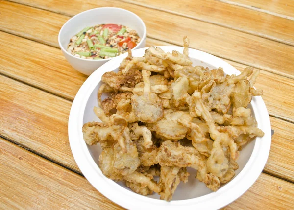 Fried Sajor-caju Mushroom with spicy sauce — Stock Photo, Image