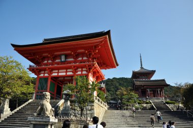 KYOTO- OCT 21: Entrance of Kyomizu Temple against blue sky on Oc clipart