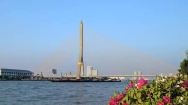Rama VIII Köprüsü, video lapse zaman bankok, Tayland.