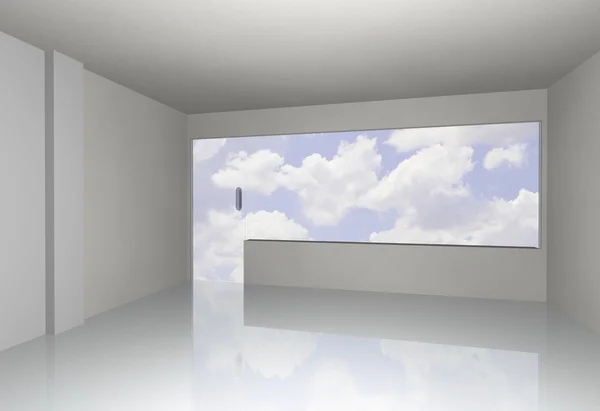 Blanco interior vacío con cielo — Foto de Stock