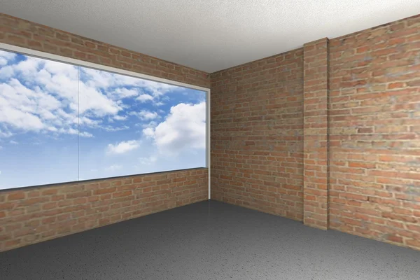 Camera vuota con muro di mattoni — Foto Stock