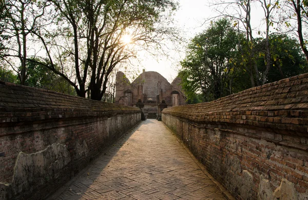 Vstup wat maheyong, starověkého chrámu a pomník v ayuttha — Stock fotografie