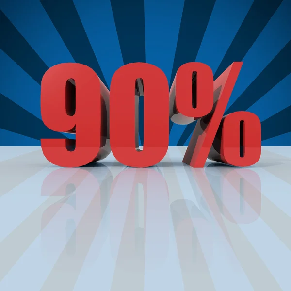 90 procent in rode letters op een blauwe achtergrond — Stockfoto
