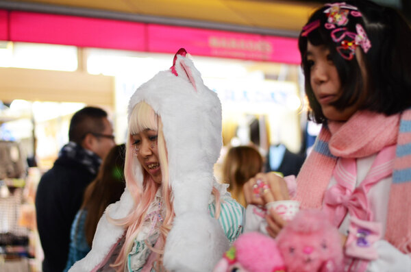 TOKYO - CIRCA NOV 24: Unidentified Japanese girl in Cosplay outfit in Harajuku fashion area of Tokyo