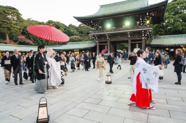 Tokyo, Japonya-Kasım 20: meiji jingu Tapınağı Japon düğün töreninde