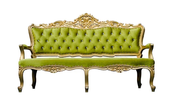 Sofá Vintage de lujo verde Sillón aislado en blanco — Foto de Stock