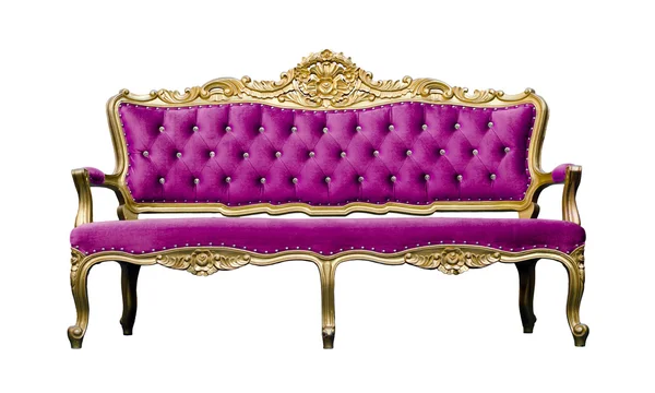 Vintage luxo poltrona sofá rosa isolado no branco — Fotografia de Stock