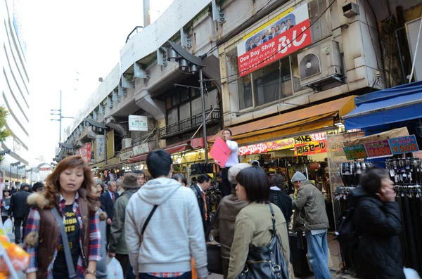 TOKIO, JAPÓN - 22 DE NOVIEMBRE DE 2013: Ameyoko market street, Tokyo, Japan — Foto de Stock