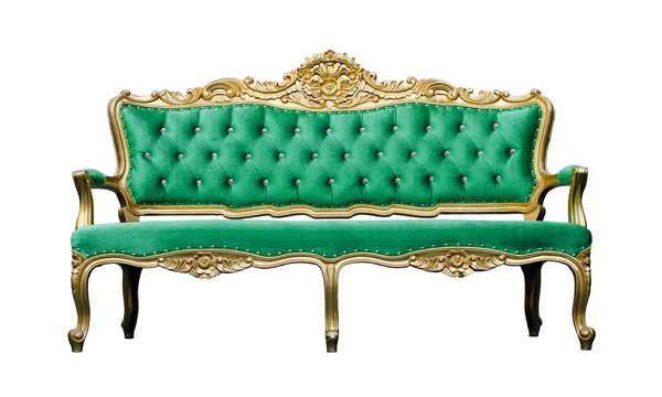 Vintage luxury emerald sofa Armchair isolated on white — Stock Photo, Image