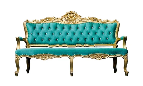 Vintage luxury turkise sofa Armstol isolert på hvitt – stockfoto