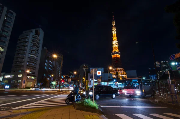 Czas wgląd nocy Tokio wieża — Zdjęcie stockowe